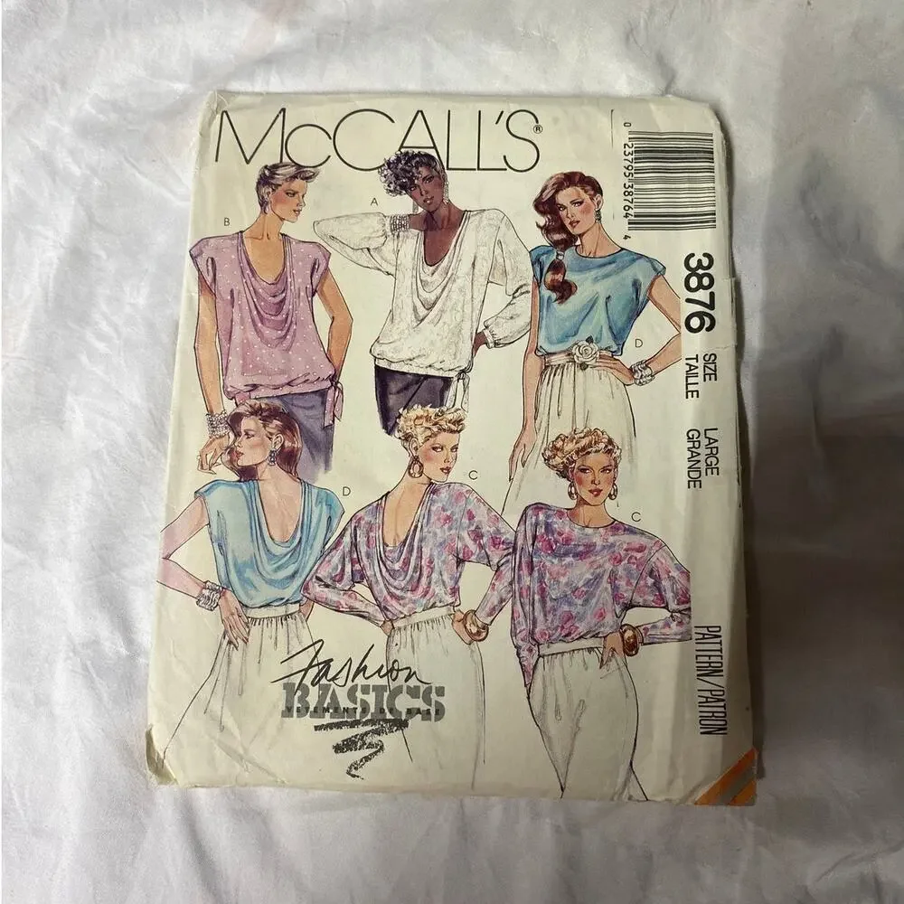 3876 Vintage McCall's Drop Top Sewing Pattern Size L